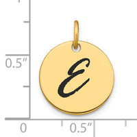 14k Polished Black Enamel Letter E Initial Disk Charm-YC1436E