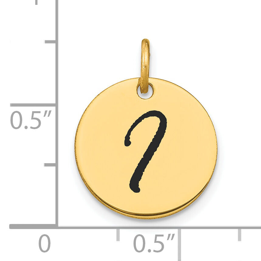 14k Polished Black Enamel Letter I Initial Disk Charm-YC1436I