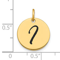 14k Polished Black Enamel Letter I Initial Disk Charm-YC1436I