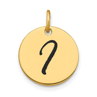 14k Polished Black Enamel Letter I Initial Disk Charm-YC1436I