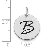 14kw Polished Black Enamel Letter B Initial Disk Charm-YC1436WB