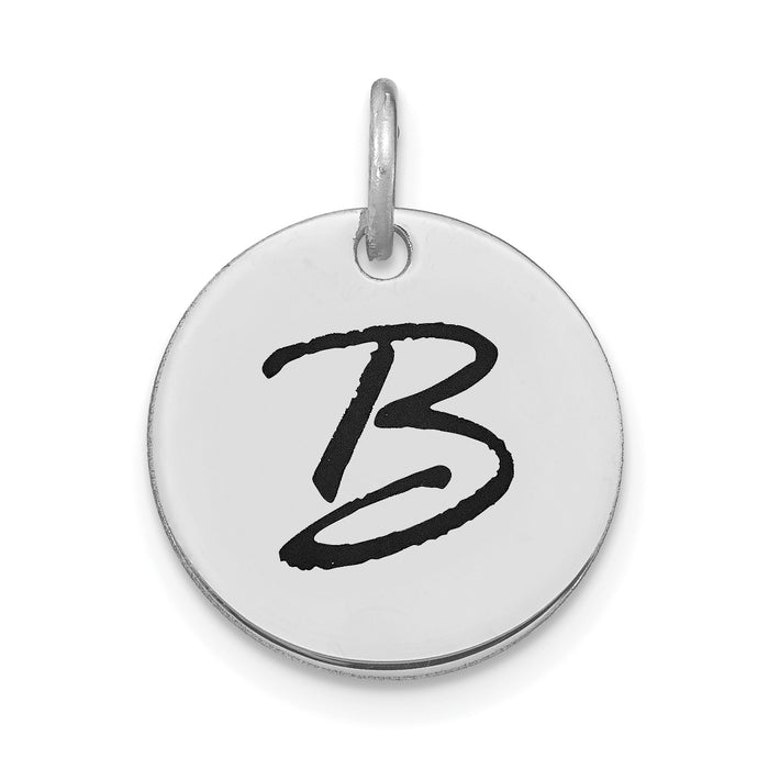 14kw Polished Black Enamel Letter B Initial Disk Charm-YC1436WB