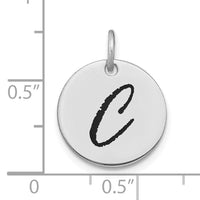 14kw Polished Black Enamel Letter C Initial Disk Charm-YC1436WC