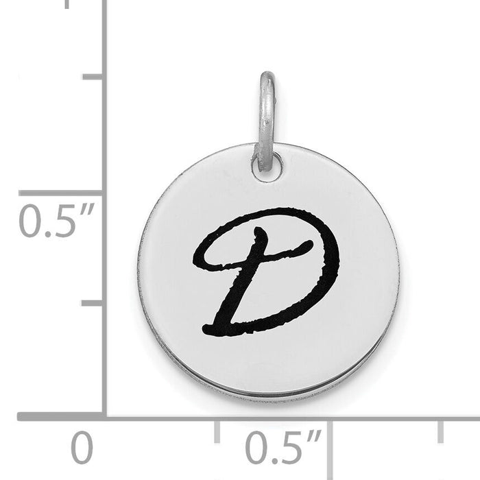 14kw Polished Black Enamel Letter D Initial Disk Charm-YC1436WD