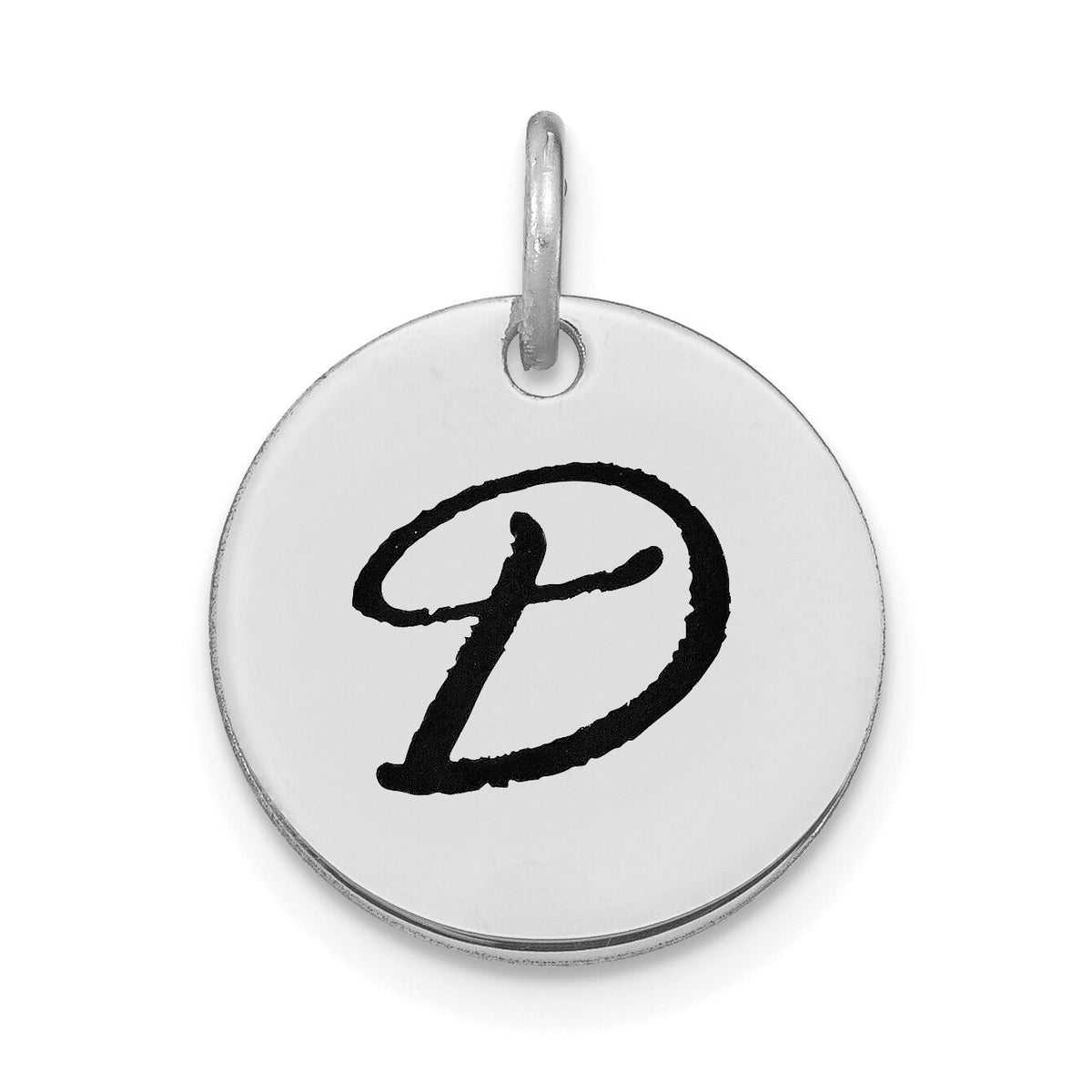 14kw Polished Black Enamel Letter D Initial Disk Charm-YC1436WD