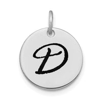 14kw Polished Black Enamel Letter D Initial Disk Charm-YC1436WD