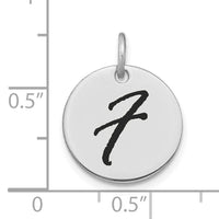 14kw Polished Black Enamel Letter F Initial Disk Charm-YC1436WF