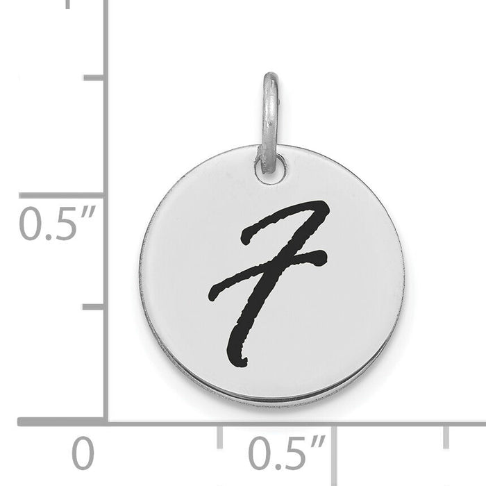 14kw Polished Black Enamel Letter F Initial Disk Charm-YC1436WF