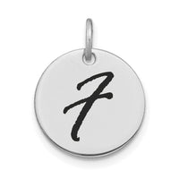 14kw Polished Black Enamel Letter F Initial Disk Charm-YC1436WF