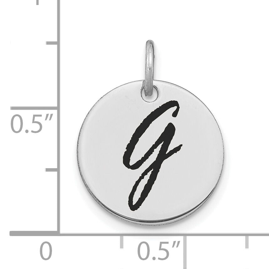 14kw Polished Black Enamel Letter G Initial Disk Charm-YC1436WG