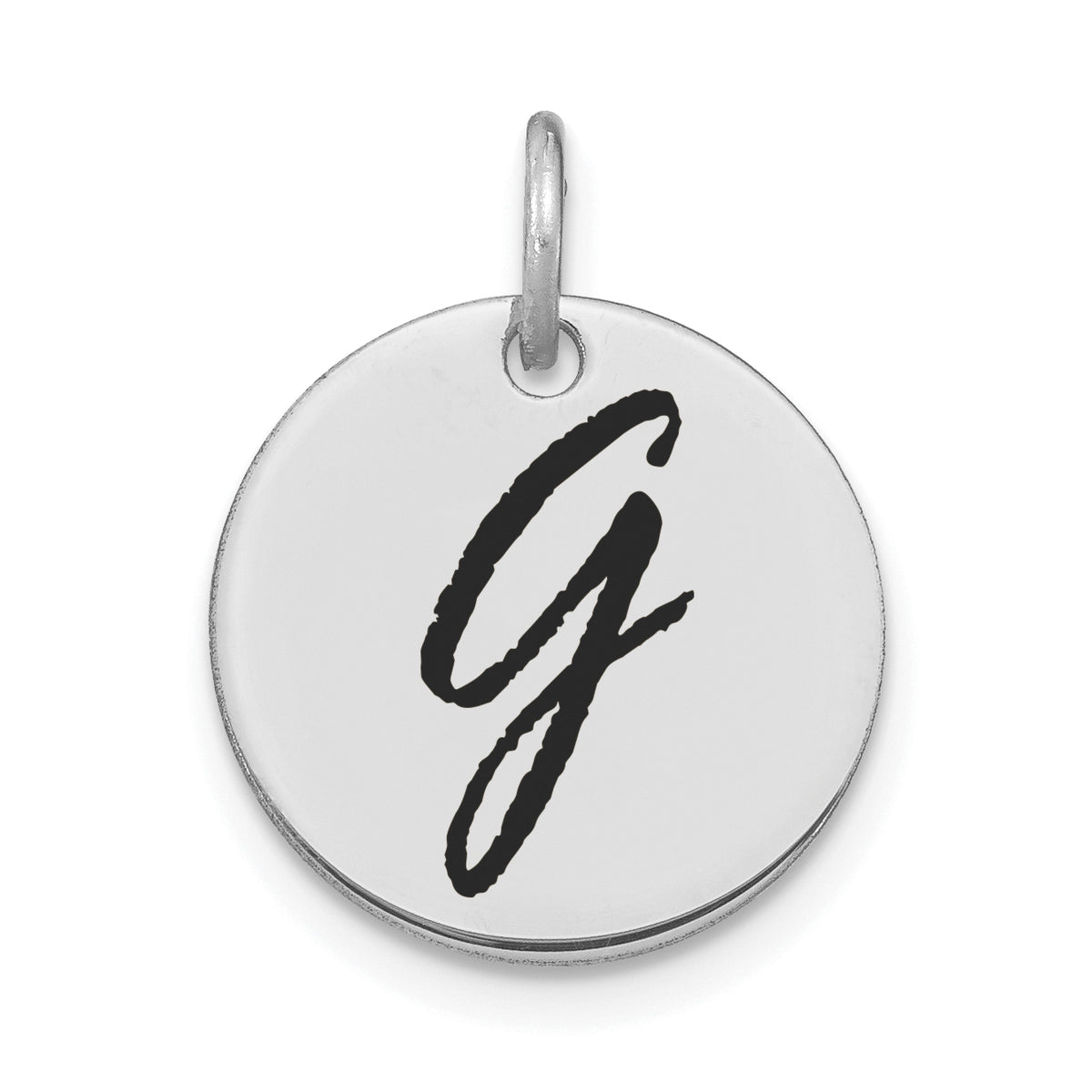 14kw Polished Black Enamel Letter G Initial Disk Charm-YC1436WG