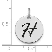 14kw Polished Black Enamel Letter H Initial Disk Charm-YC1436WH