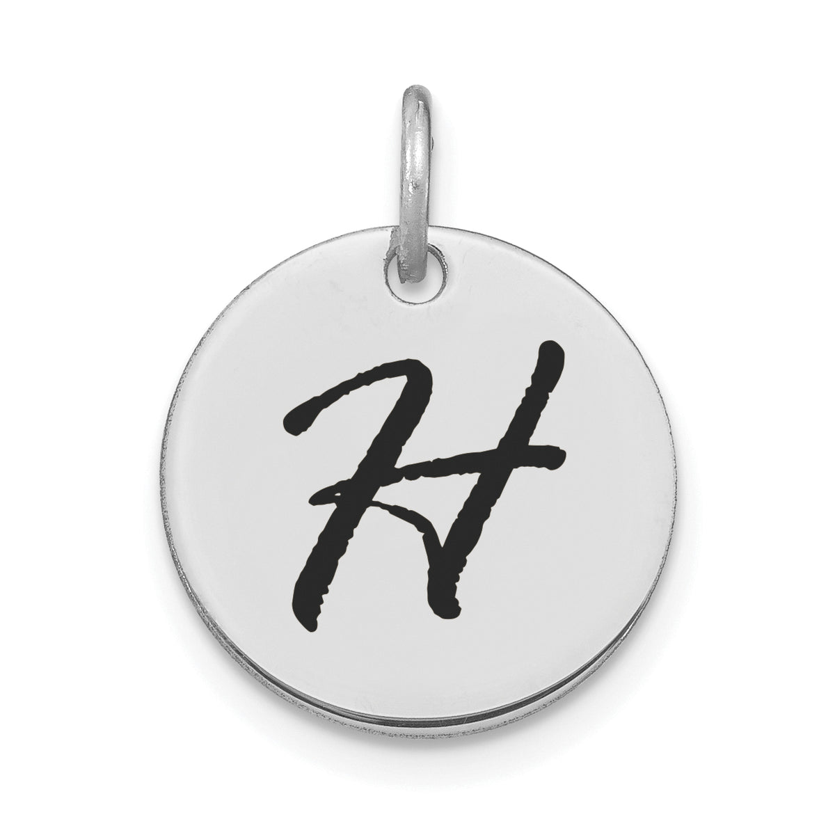 14kw Polished Black Enamel Letter H Initial Disk Charm-YC1436WH
