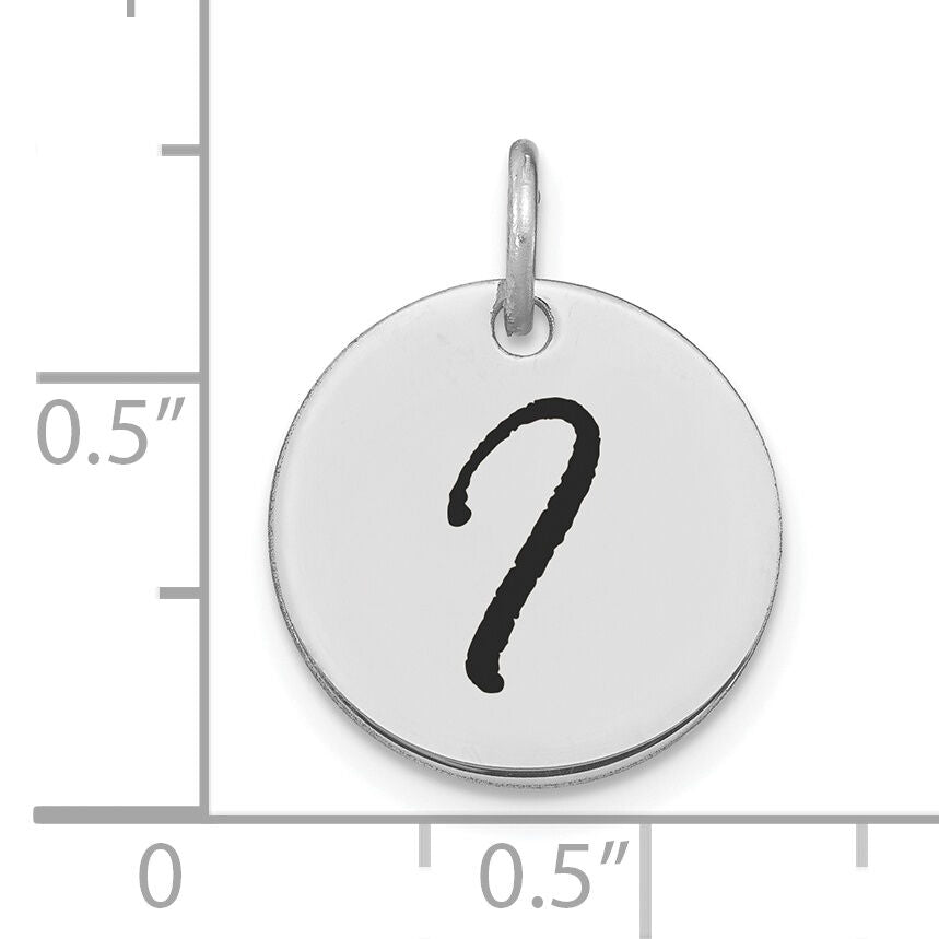 14kw Polished Black Enamel Letter I Initial Disk Charm-YC1436WI