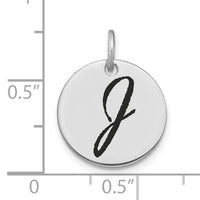 14kw Polished Black Enamel Letter J Initial Disk Charm-YC1436WJ