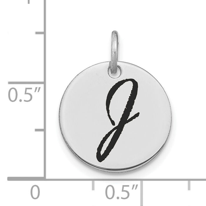 14kw Polished Black Enamel Letter J Initial Disk Charm-YC1436WJ