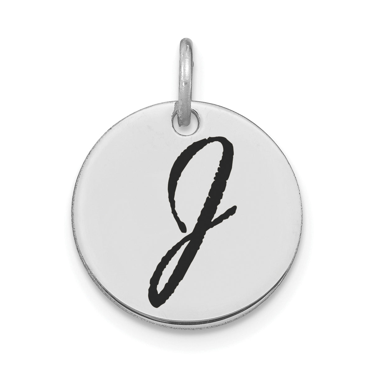 14kw Polished Black Enamel Letter J Initial Disk Charm-YC1436WJ