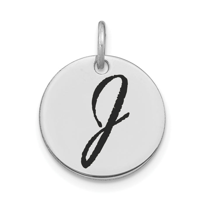 14kw Polished Black Enamel Letter J Initial Disk Charm-YC1436WJ