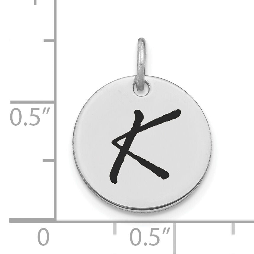 14kw Polished Black Enamel Letter K Initial Disk Charm-YC1436WK