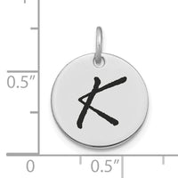 14kw Polished Black Enamel Letter K Initial Disk Charm-YC1436WK