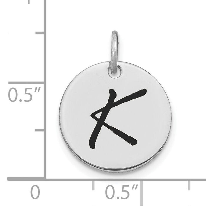 14kw Polished Black Enamel Letter K Initial Disk Charm-YC1436WK