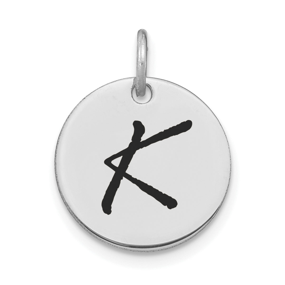 14kw Polished Black Enamel Letter K Initial Disk Charm-YC1436WK