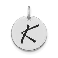 14kw Polished Black Enamel Letter K Initial Disk Charm-YC1436WK