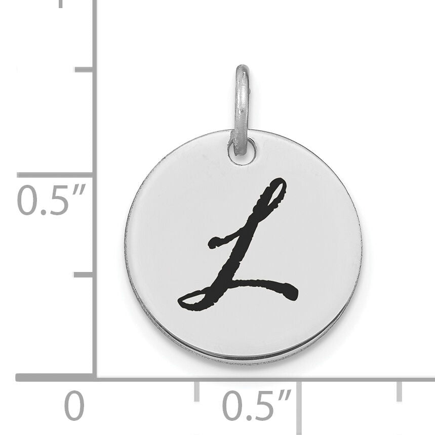14kw Polished Black Enamel Letter L Initial Disk Charm-YC1436WL