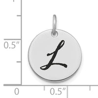 14kw Polished Black Enamel Letter L Initial Disk Charm-YC1436WL