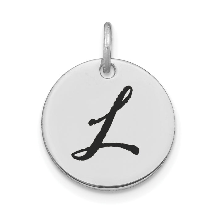 14kw Polished Black Enamel Letter L Initial Disk Charm-YC1436WL