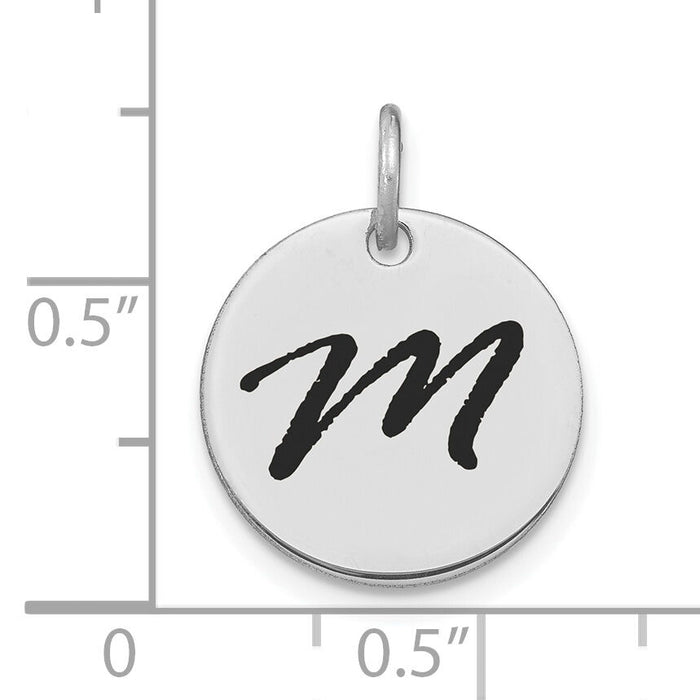 14kw Polished Black Enamel Letter M Initial Disk Charm-YC1436WM