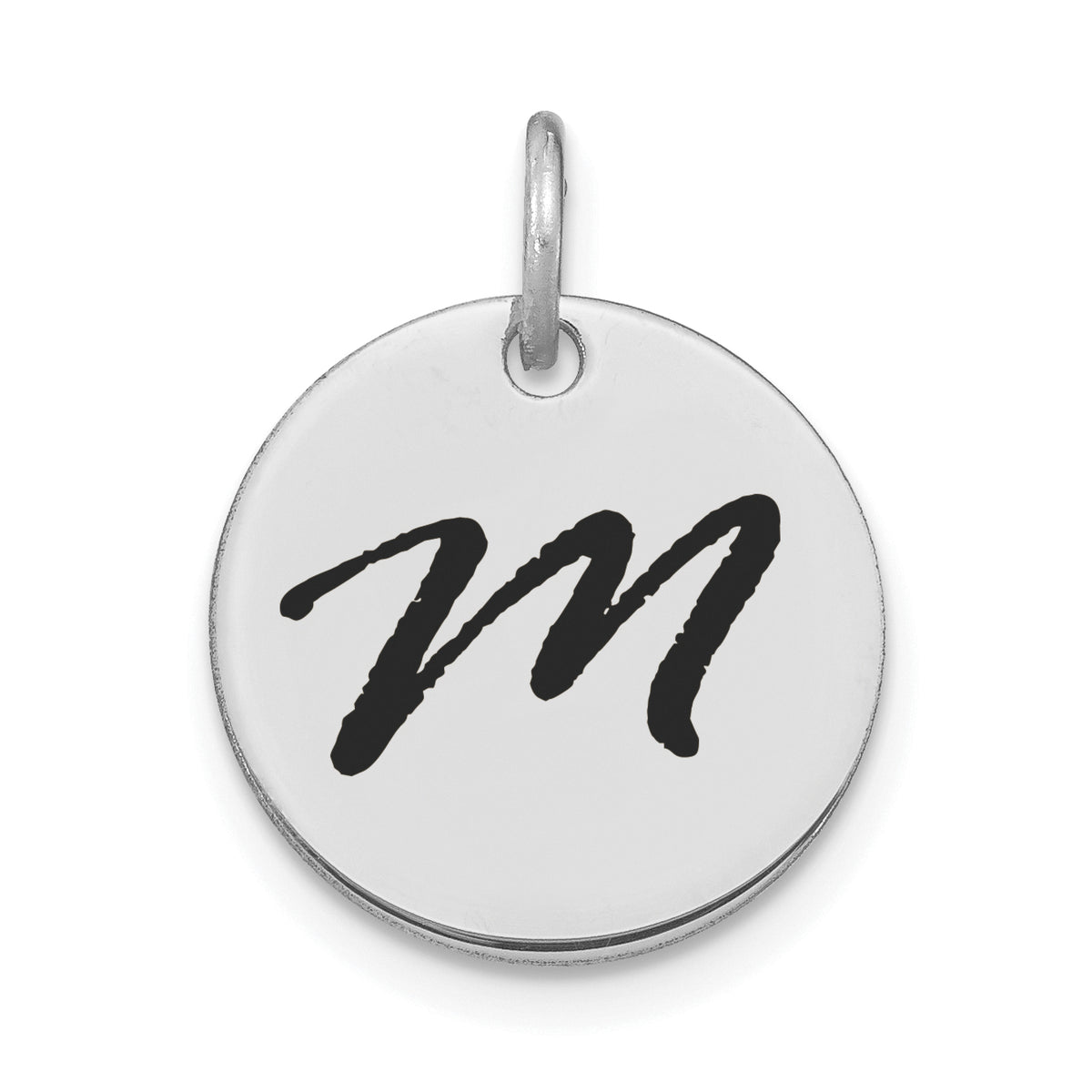 14kw Polished Black Enamel Letter M Initial Disk Charm-YC1436WM