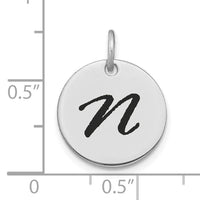 14kw Polished Black Enamel Letter N Initial Disk Charm-YC1436WN