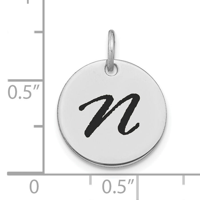 14kw Polished Black Enamel Letter N Initial Disk Charm-YC1436WN