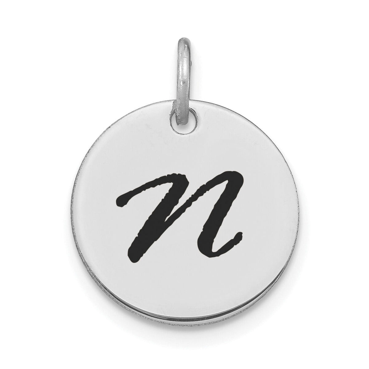14kw Polished Black Enamel Letter N Initial Disk Charm-YC1436WN