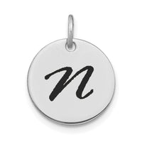 14kw Polished Black Enamel Letter N Initial Disk Charm-YC1436WN