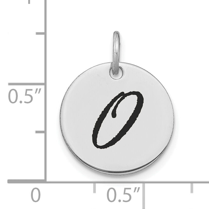 14kw Polished Black Enamel Letter O Initial Disk Charm-YC1436WO