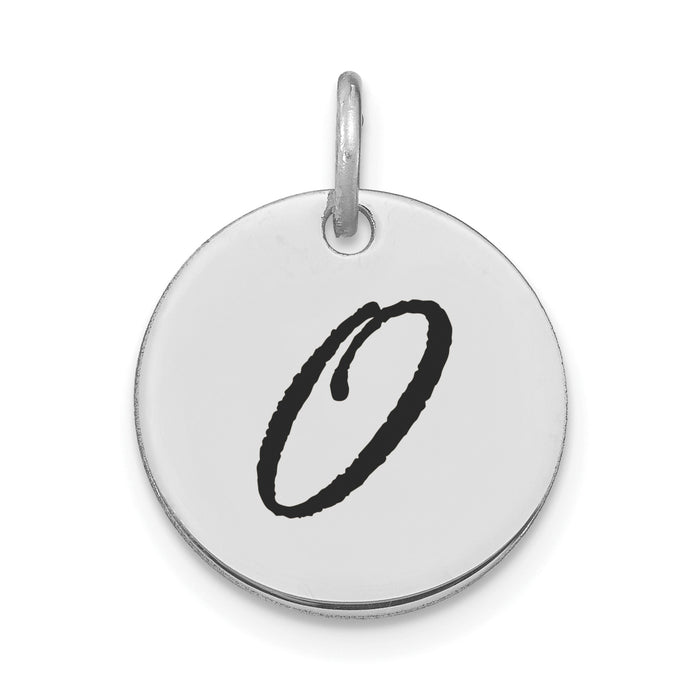14kw Polished Black Enamel Letter O Initial Disk Charm-YC1436WO