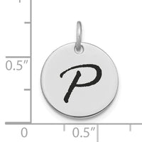 14kw Polished Black Enamel Letter P Initial Disk Charm-YC1436WP