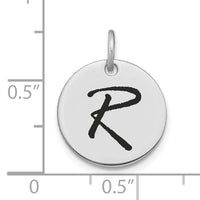 14kw Polished Black Enamel Letter R Initial Disk Charm-YC1436WR