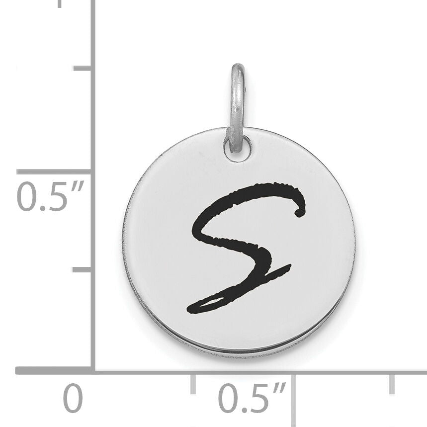 14kw Polished Black Enamel Letter S Initial Disk Charm-YC1436WS
