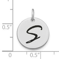 14kw Polished Black Enamel Letter S Initial Disk Charm-YC1436WS
