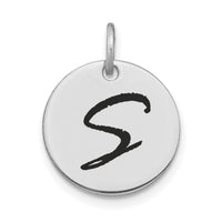 14kw Polished Black Enamel Letter S Initial Disk Charm-YC1436WS