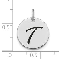 14kw Polished Black Enamel Letter T Initial Disk Charm-YC1436WT
