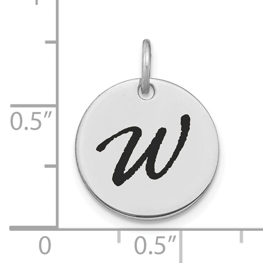 14kw Polished Black Enamel Letter W Initial Disk Charm-YC1436WW