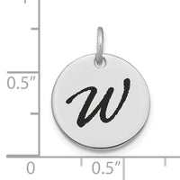 14kw Polished Black Enamel Letter W Initial Disk Charm-YC1436WW