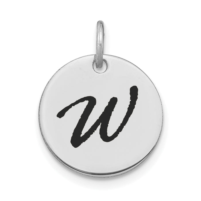 14kw Polished Black Enamel Letter W Initial Disk Charm-YC1436WW