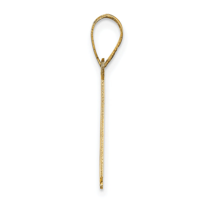14k Polished Etched Letter A Initial Pendant-YC1437A