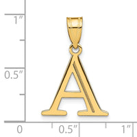 14k Polished Etched Letter A Initial Pendant-YC1437A