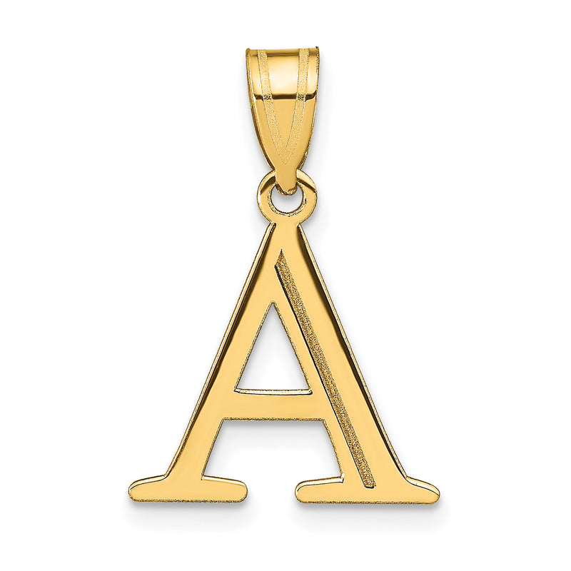 14k Polished Etched Letter A Initial Pendant-YC1437A